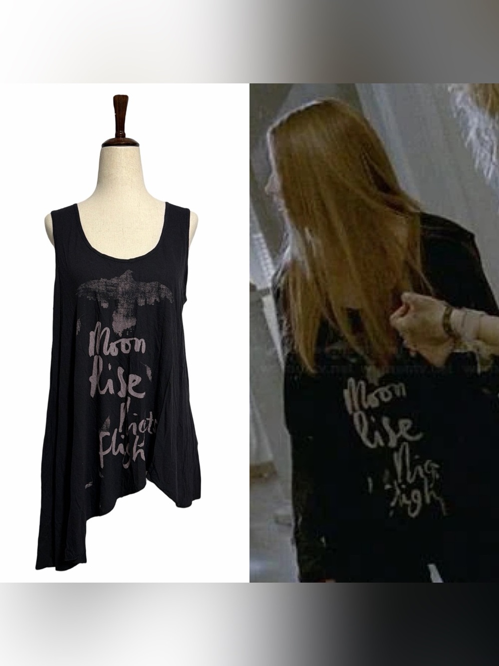 Free People • We The Free Waterfall Graphic Tank Black XS ASO Zoe Benson
